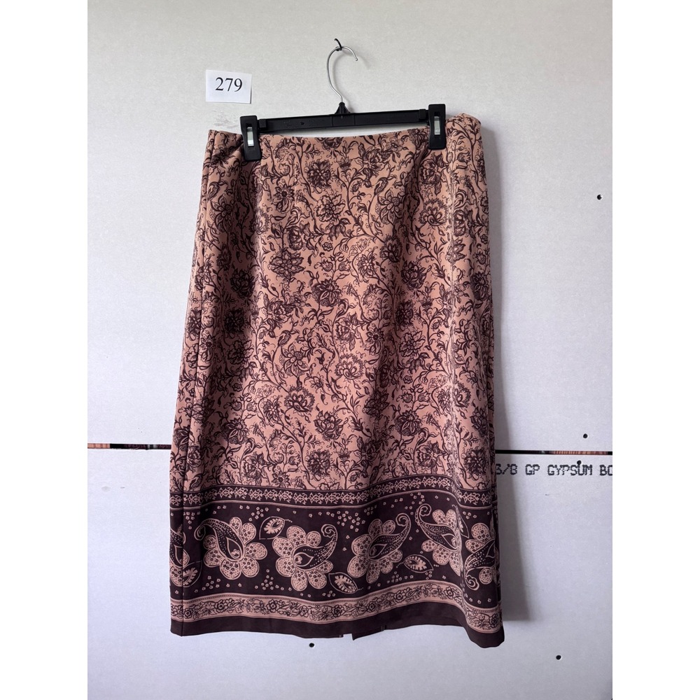 Sag Harbor Petite Brown Floral Paisley Midi Skirt Size 14P F42232